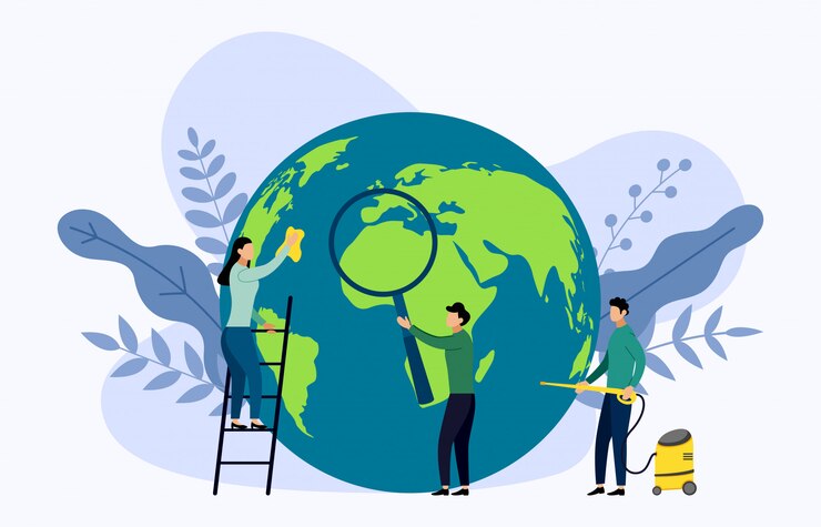 Vector earth day with world illustration