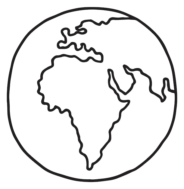 Vector earth doodle hand drawn planet globe sketch