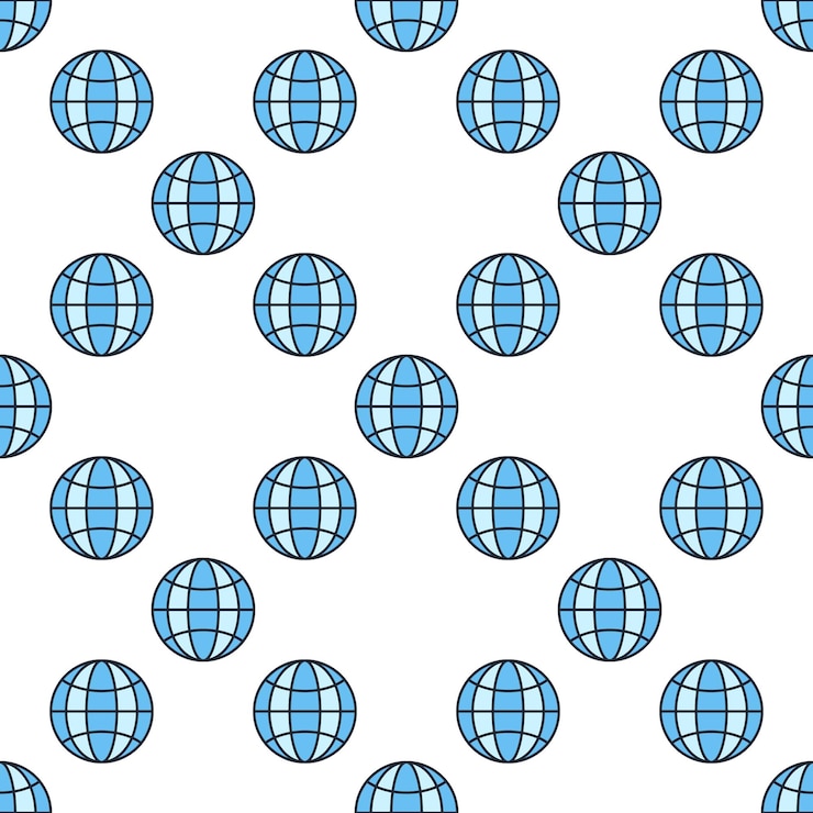 Vector earth globe hemisphere vector blue round modern seamless pattern
