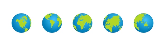 Earth globe icon set with continents. Globe with stripes. Vector EPS 10