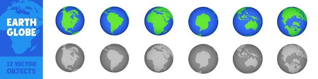 Vector earth globe vector earth set globe vector