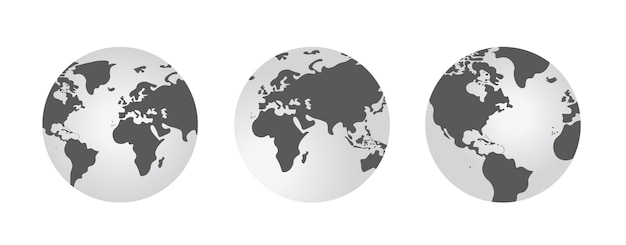 Earth globe with black and white color vector illustration set world globe World map