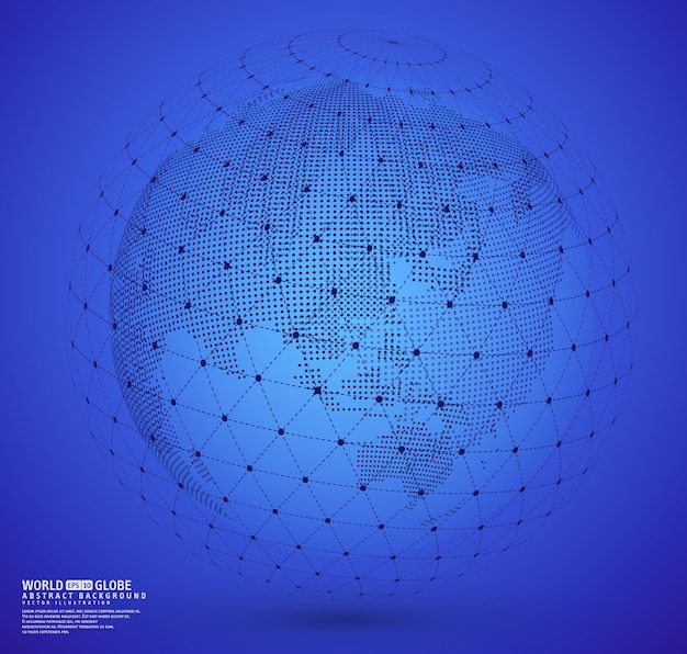 Earth globe with wireframe sphare