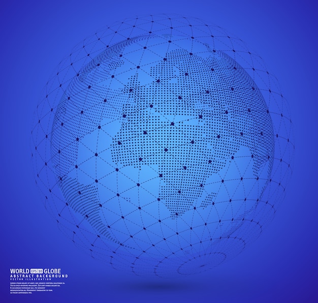 Earth globe with wireframe sphare