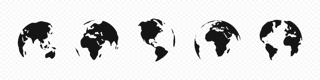 Earth globe World icons Planet silhouette World globe illustr