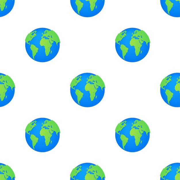 Vector earth globes pattern on white background. flat planet earth icon. vector illustration.