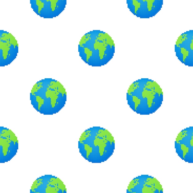 Vector earth globes pattern on white background. flat planet earth icon. vector illustration.