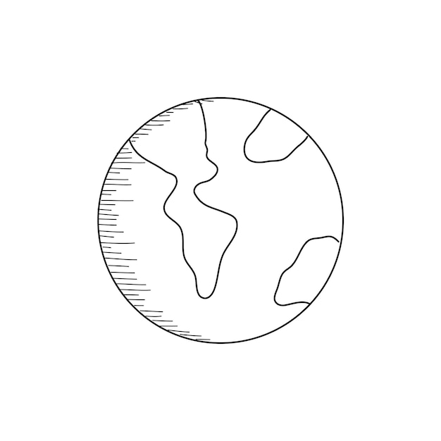 Vector earth handdrawn line art vector