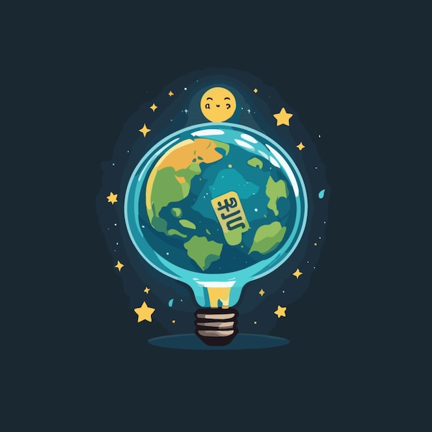 Earth hour cartoon vector