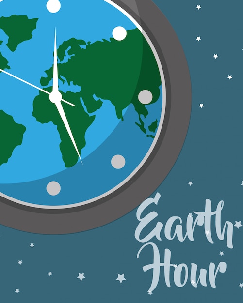 Vector earth hour cartoon