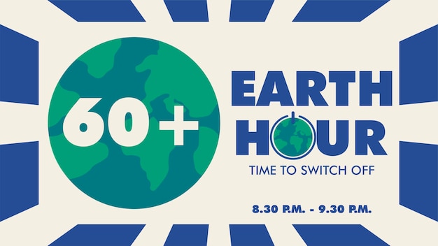 Vector earth hour design sociale media post of landingspagina