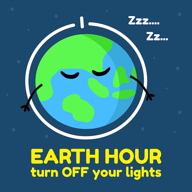 Vector earth hour earth day earth time save earth