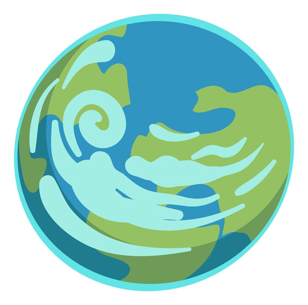 Earth icon Cartoon planet in space Ecology symbol