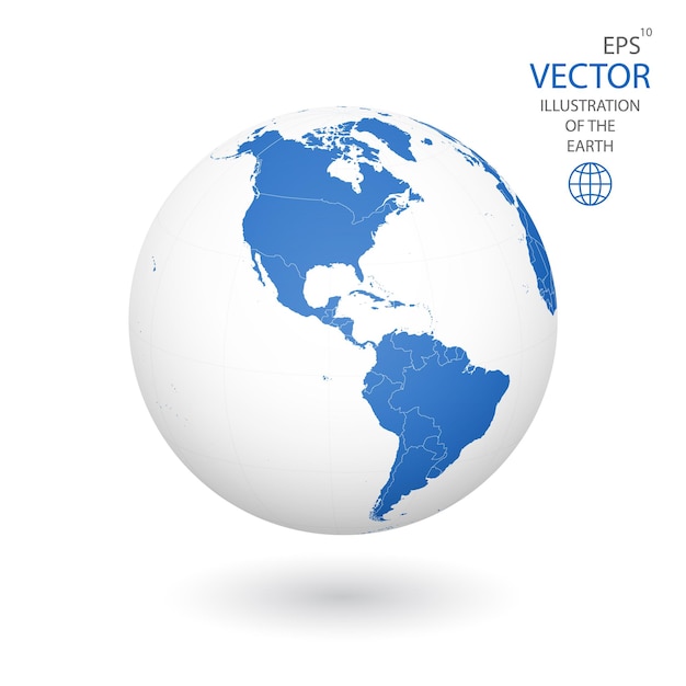 Vector earth illustration each country has its own autonomous border and background color fill