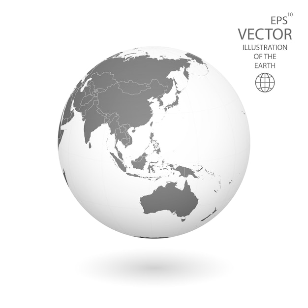 Vector earth illustration each country has its own autonomous border and background color fill