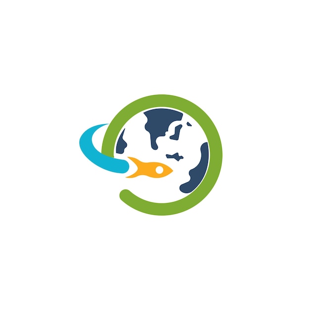 Earth logo with rocket design