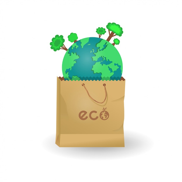 Earth in paper and plastic bags