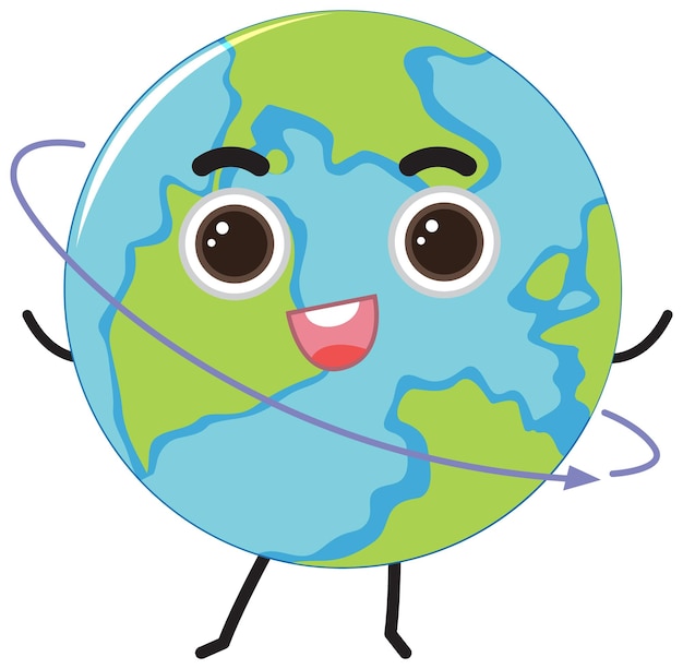 Vector earth planet cartoon character