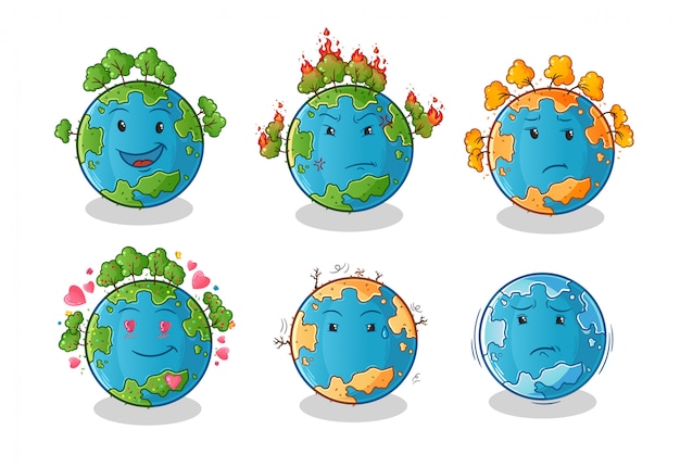 Vector earth planet cartoon character