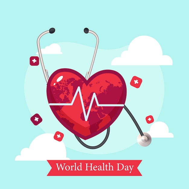 Earth Planet Health Werelddag Wereldwijde vakantiebanner met kopie ruimte