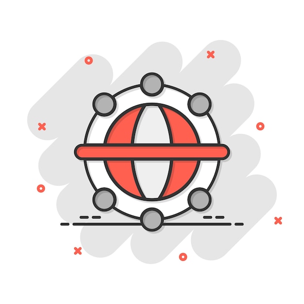 만화 스타일의 지구 행성 아이콘 격리 된 흰색 배경에 글로브 지리적 만화 벡터 일러스트 레이 션 글로벌 커뮤니케이션 스플래시 효과 비즈니스 개념