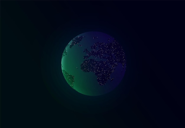 Планета Земля реалистичная 3D, синий фон. Векторная иллюстрация
