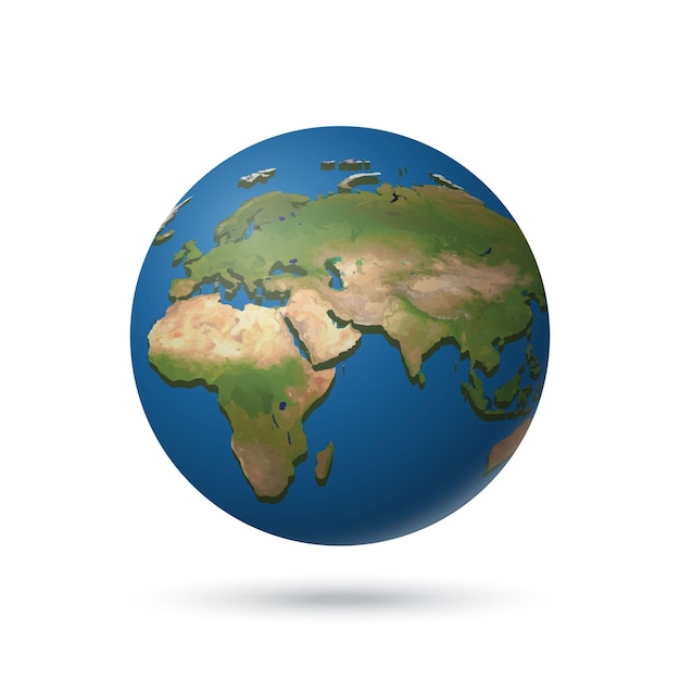 Earth planet relief globe isolated in white