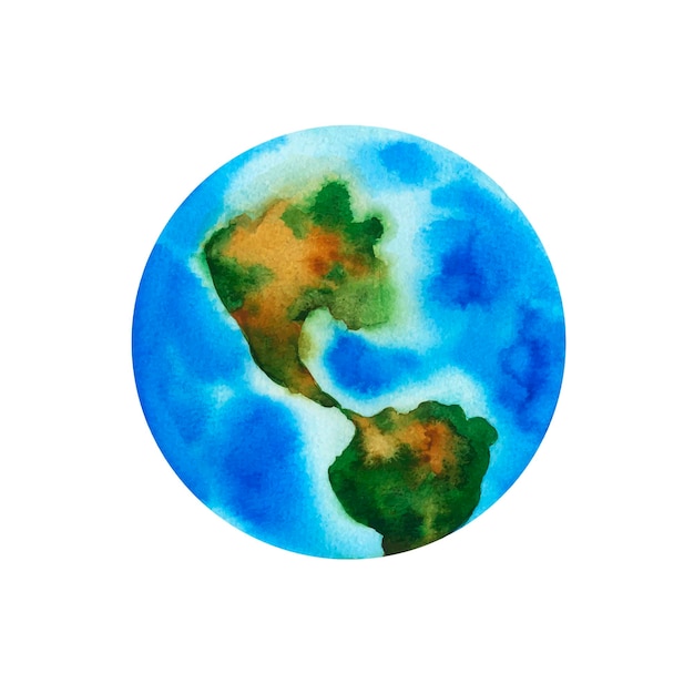 Earth Planets of our solar system Watercolor vector illustration of outer space with stars