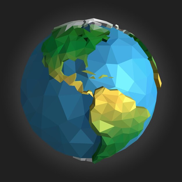 Earth polygon art image 3d globe logo vector illustration