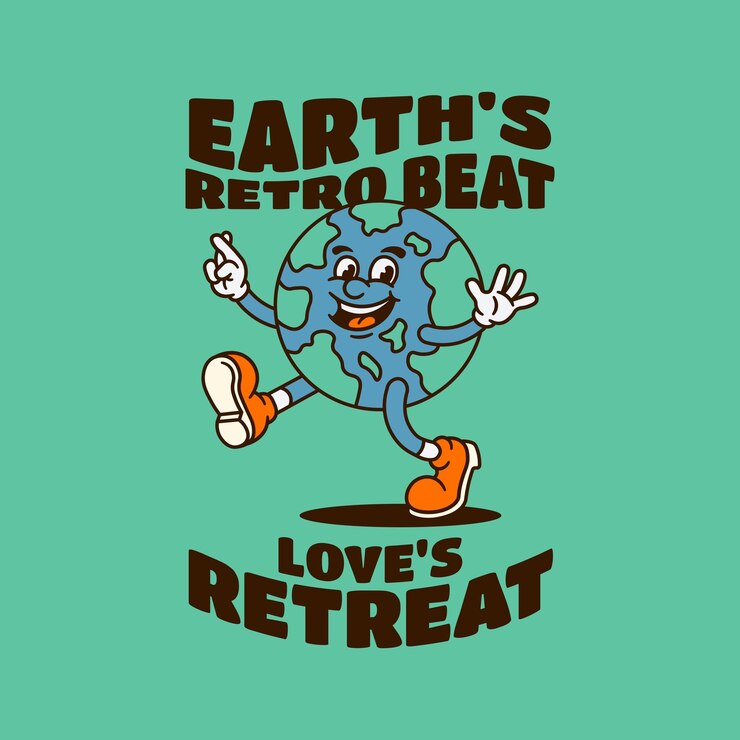 Earth's Retro Beat Love's Retreat Earth Retro Illustration for Poster and Phonecase