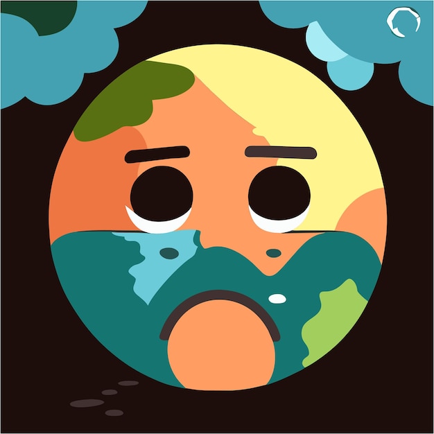 Vector the earth's woes a sad earth in an art poster