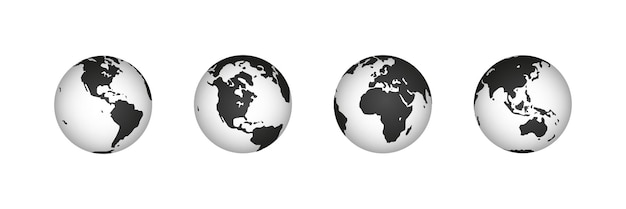 白い背景の地球セットアイコン ベクトル抽象的なグラフィックデザイン