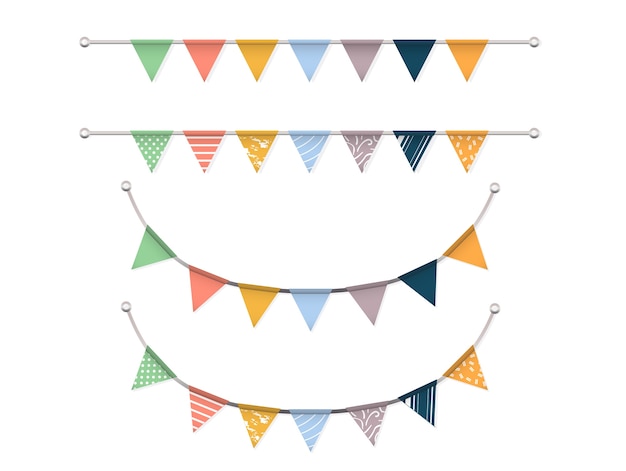 Earth tone bunting flags vector set