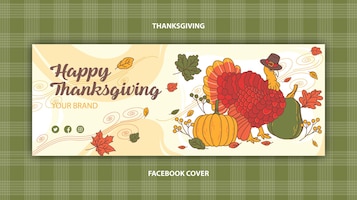 Earth tone thanksgiving turkey facebook cover