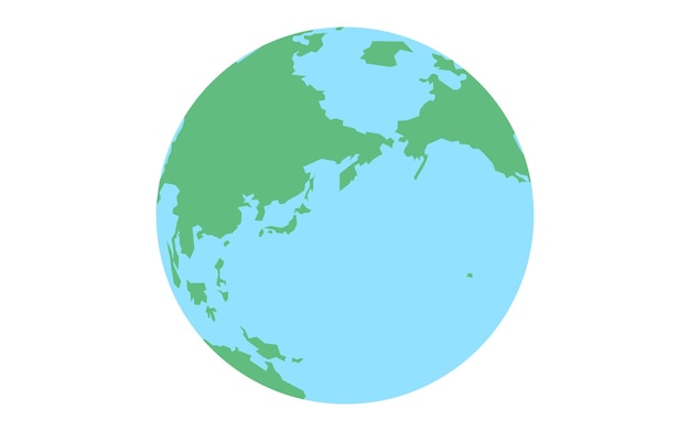 Earth on White Background Eurasia and Pacific Ocean