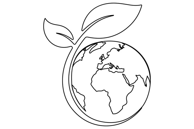 Earth with leaves representing nature and environment