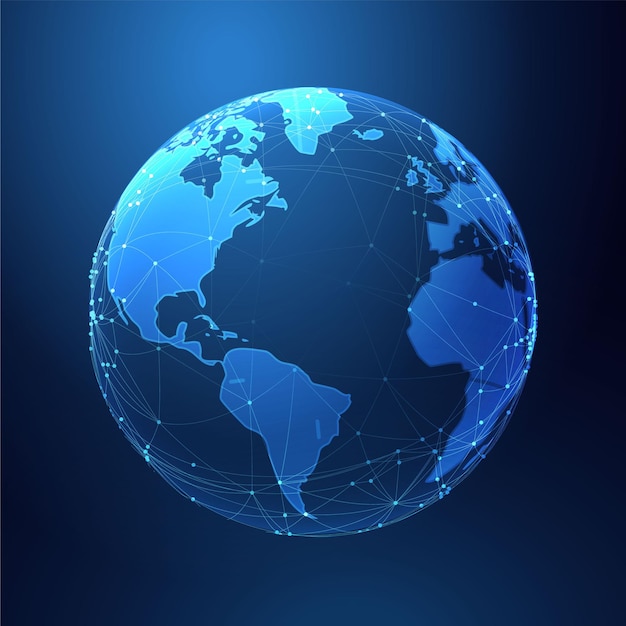 Earth with network lines