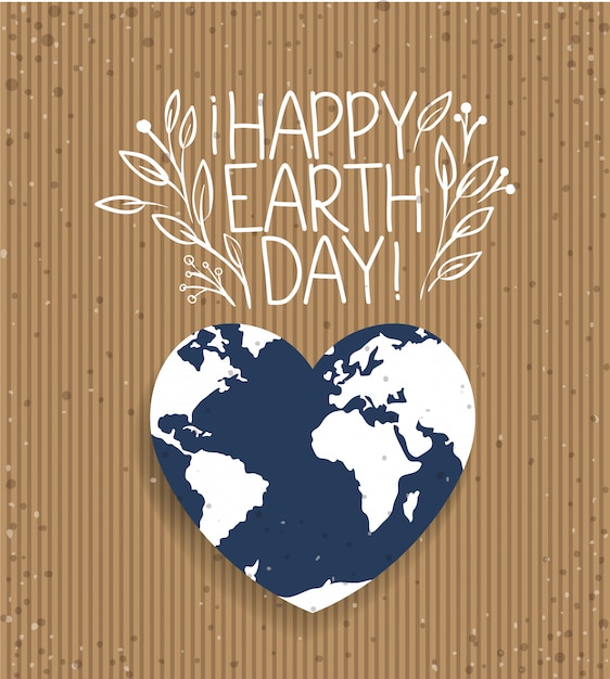 Earth with shape heart day celebration