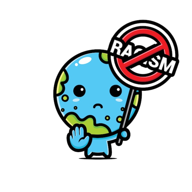 Earth   with a symbol of racism stopped