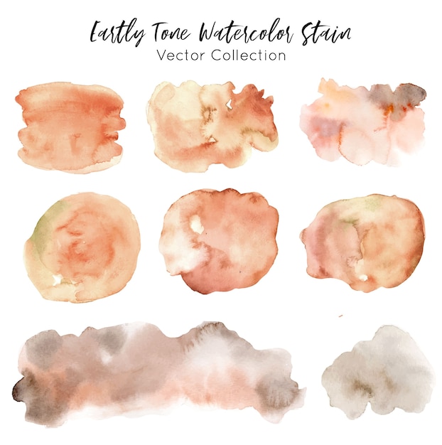 Vector earthly tone watercolor stain collection