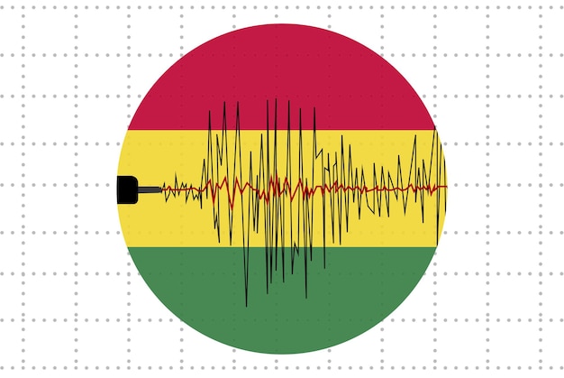 Earthquake in Bolivia concept seismic wave with flag natural disasters news banner