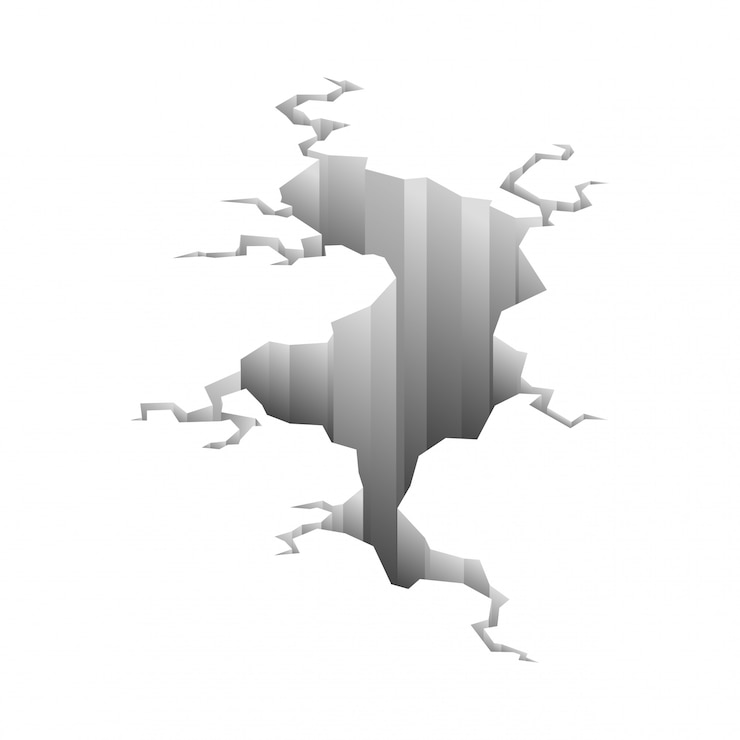 Vector earthquake cracks. hole effect and cracked surface. hole in ground with cracking and earth destruction cracks isolated  cartoon.  illustration