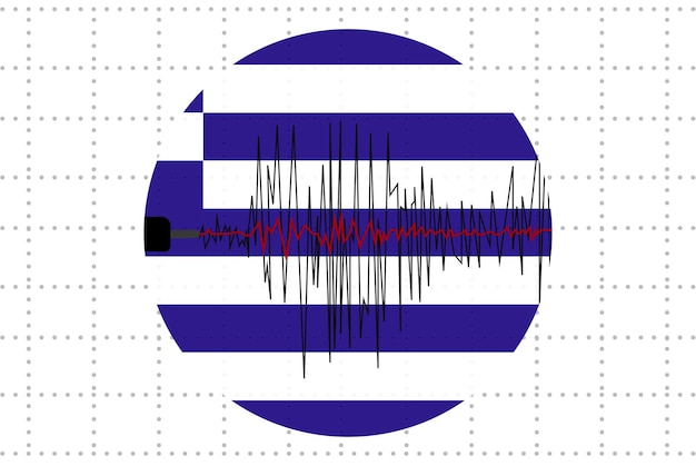 Earthquake in Greece concept seismic wave with flag natural disasters news banner