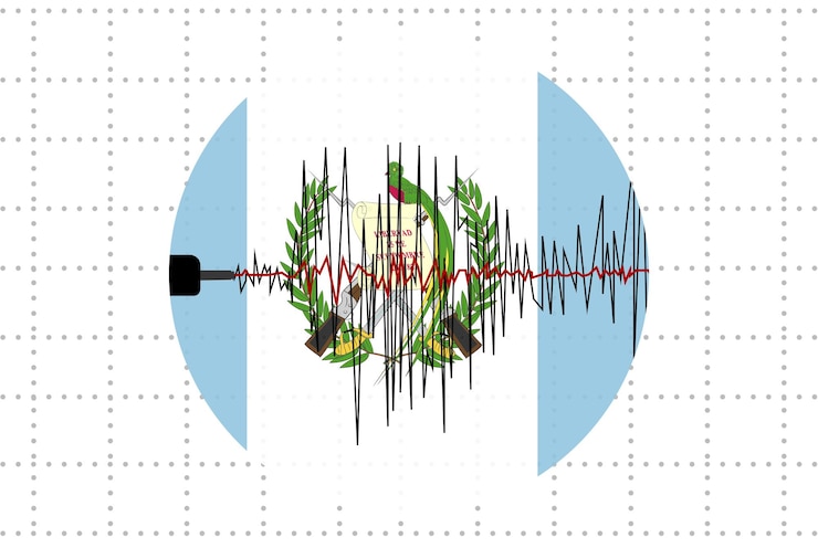 Vector earthquake in guatemala concept seismic wave with flag natural disasters news banner