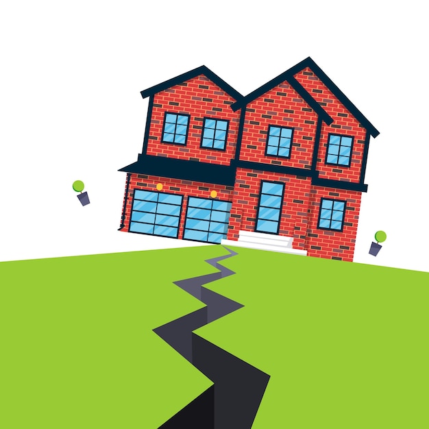 Earthquake house insurance concept flat style vector illustration