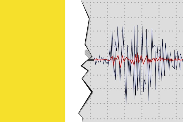 바티칸의 지진 자연 재해 뉴스 배너 아이디어 플래그와 함께 지진파