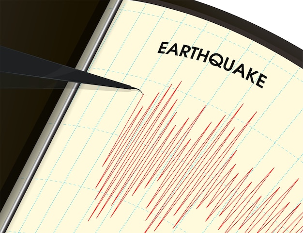 Инструмент мониторинга землетрясений измерение вибрации показано как красная линейная диаграмма.