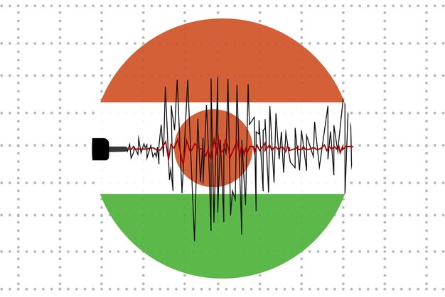 Earthquake in Niger concept seismic wave with flag natural disasters news banner