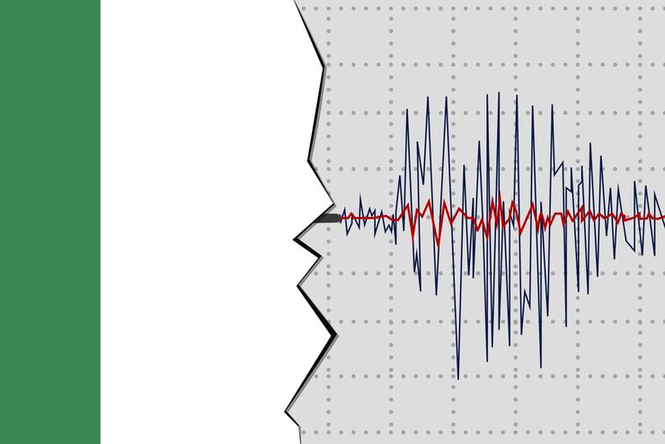 Vector earthquake in niger natural disasters news banner idea seismic wave with flag