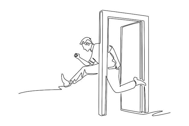 earthquake safety concept single line draw design vector graphic illustration
